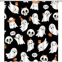 Halloween Ghost tuš zavjesa sablasna slatka smiješna crtana duhovi lubanja crna i bijela dječak trik