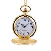 Lovehome Lično moda Retro Veliki džepni sat Zlatni štit Kvarc Pocket sat