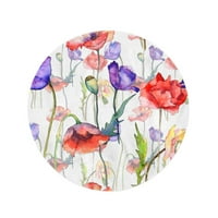 Okrugli ručnik za plažu Blagowet Wildflower Poppy Cvjetni uzorak u akvarel Puno ime Putni krug Kružni
