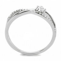 DA - Visoko polirani prsten od nehrđajućeg čelika sa AAA CRATE CZ u čistioj veličini 7