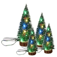 Umjetno božićno drvce sa svjetlima, mini desktop Xmas poklon boca četkica za božićnu kućnu tablicu ukras