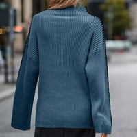Džemper za moke za žene FAL FASHA LAOSE FIT Solid boja rebrasti pulover dugih rukava na klirensu