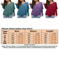 Paille Women V izrez Casual majica Baggy Dailywer Majica Solid Color Work TEE Pulover Purple 2xL