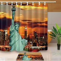 Kip Liberty i New York City Skylines kao pozadinsko tuš za tuširanje s kadom za kadu s podnim vratima