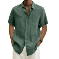 CLlios Muške posteljine modni casunski gumb dolje majica sa čvrstim kratkim rukavima plaža Top Revel