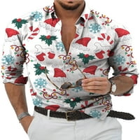 Abtel muški vrhovi božićne majice s dugim rukavima Slim Fit Tunic Majica Men Ležeran za odmor Xmas Bluuse