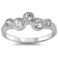 Clear kubni cirkonijski sažetak modernog prstena. Sterling Silver Band White nakit ženska muško veličine