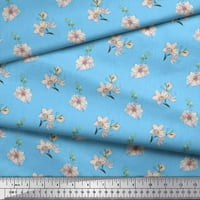 SOIMOI plavi poliester Crepe lišće tkanine i frezije cvjetni otisak šivaći tkaninski dvorište širom