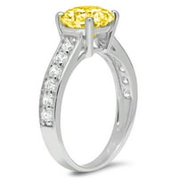2.18ct okrugli rez žuta simulirana dijamantska 18k bijela zlatna godišnjica Angažova za angažman veličine