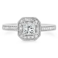 DazzlingRock kolekcija 0. Carat 14K Princess & Okrugla Diamond Dame Bridal Halo Angažman prsten, bijelo