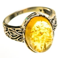 Prirodna citrinska prstena veličine 6. - Ručno rađena boho vintage nakit zvona113699