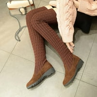Juebong čizme na visokim čizmama za žene za žene preko koljena Patform Chunky Heel Stretch Dugo jeseni