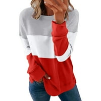 Ženska udobna ušteda dukserica boja blokirana pulover s dugim rukavima Crewneck Plus veličina lagana