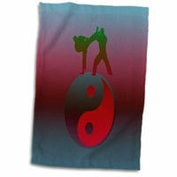 3Droza karate yin-yang potpisao sa muškarcima Trening, jarko crveno i plavo - ručnik, po