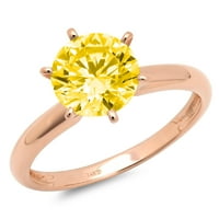 CT sjajan okrugli rez Clear Simulirani dijamant 18K ružičasto zlato Solitaire prsten SZ 7.25