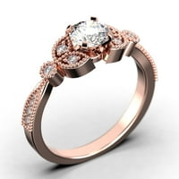 Jedinstveni Boho & Hipie 1. Carat Round Cut Diamond Moissite zaručni prsten, vjenčani prsten u 10K čvrstih