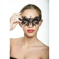 Kayso BG002BK Crna Jednostavna leptir metalik laserska maska ​​maska ​​sa jasnim rhinestones - jedna