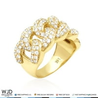 2,50ct Prirodni dijamant 14K žuti zlatni Miami kubanski prsten veličine 9-12
