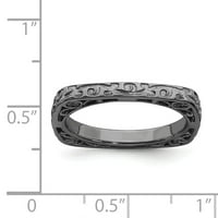 Sterling srebrna slaganja crno-pozlaćene kvadratne prstene večnosti 9