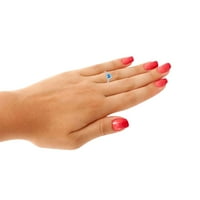 Mauli dragulji za žene 0. Carat Diamond i jastuk rezani plavi Topaz prsten 4-prong 10k bijelo zlato