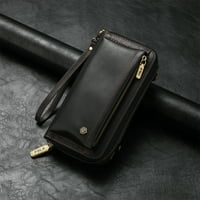 Mantto za iPhone Pro CASE, zipper novčanik PU kožni poklopac prekrivač s prekrivanjem karticom Odvojivi