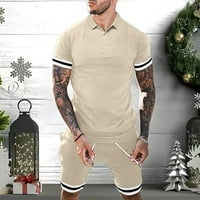 Muška polo majica i kratke hlače Set ljetne odjeće od pune boje plaža kratka set Khaki Veličina XL