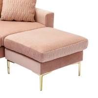 Velvet Seclica Sofa sa otomanom, 113.39 Kabrioletni kauč sa jastucima i zlatnim gvožđem, modernim u