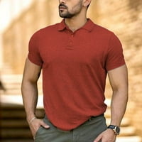 Men Button Up Up kratki rukav Slim Fit Business V izrez Majica Casual T Majica Bluza Crvena 2xL
