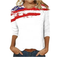 Cleaniance odjeće slatke vrhove za žene labave fit rupne tuničke majice smiješna USA zastava zastava