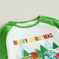 Bagilaanoe Little Girginja Božićna odjeća Auto santa Santa Claus Print Dugi rukav Tee Tors + Leopard pantalone 2T 3T 4T 5T 6T 7T Dečija padajuća pantalone