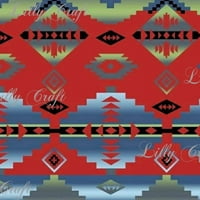 Lilly Craft Cody Copper Red Tribal Print Fleece anti-tablet Tkanina 58-60 Široko prodat u dvorištu