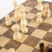 Moobody Sklopivi drveni tri u jednoj kostiju šahovske ploče Drvene šahovske provjere odijelo backgammon