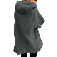 Viikei Plus Veličina Ženske kardigane Čišćenje zimskih kaputa za žene čvrsti kaput sa kapuljačom sa