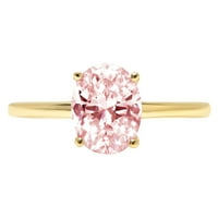 2. CT sjajan ovalni rez simulirani ružičasti dijamant 14k žuto zlato pasijans prsten sz 5.25