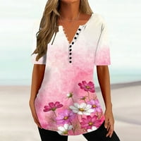 Ljetni vrhovi za žene Trendy Ležerne cvjetne tiskarske košulje s kratkim rukavima labava tee tunika