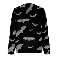 PBNBP Halloween Dukseri za žene prevelizirani ležerni bat Spiderweb bundeve Crewneck Dugi rukav pulover