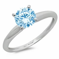 0,5CT Okrugli rez plavi simulirani dijamant 18k bijelo zlatni godišnjica za angažman prsten 3,75