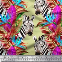 Soimoi White Rayon tkanina tropskog lišća i divljim životinjskim tiskanim tkaninom širom