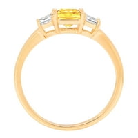 1. CT briljantna princeza Clear Simulirani dijamant 18k žuti zlato Trobotan prsten SZ 5