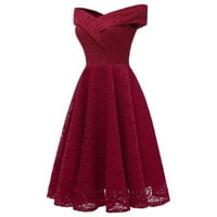 Ženske haljine V-izrez duga ležerna ležerna haljina od punog rukava crvena L