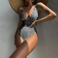 Njoeus plus veličine kupaći kupaći kupaći kostimi za žene Ženski jednodijelni kupaći kostim V-izrez