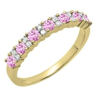 DazzlingRock kolekcija okrugla ružičasta safir i bijeli dijamant svadbeni monder za žene za žene u 18K