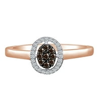 Carat okrugli rezani šampanjac smeđi i prirodni dijamantski ruši za angažman u 10K čvrstih ruža Gold-prsten