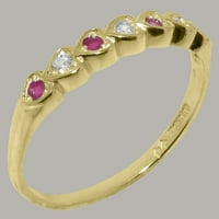 Britanci napravio 18k žuti zlatni kubični cirkonijski i prirodni rubin ženski obećaj prsten - Opcije