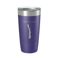 Torch Lake Map Tumbler Travel Gol izolirani laserski urezani kava Cup Michigan oz Mornary Blue