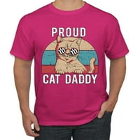Ponosna mačka tata mačka ljubavnika Muška grafička majica, Fuschia, 5x-velika
