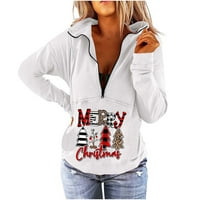 Ženska dugih rukava kaufla s dugim rukavima božićna stilski labavi fit casual pulover vrhove pada odjeća