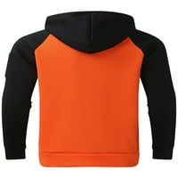 Beiwei Muns casual pulover s kapuljačom vrhovi u boji dugih rukava crna narandžasta 2xl
