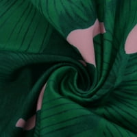 Dugi rukav sa lenjovanjem V-izrez Cvjetni ispis Labava suknja Green Beach Haljine za žene Ležerne ljetne