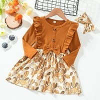 Advoicd Hummingbird haljina za djevojke Dječja dječja dječja djevojaka Dugi rukav Bowknot Patchwork Print Heart haljina